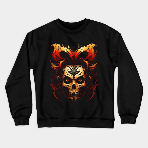 Skull fire Crewneck Sweatshirt by Karma